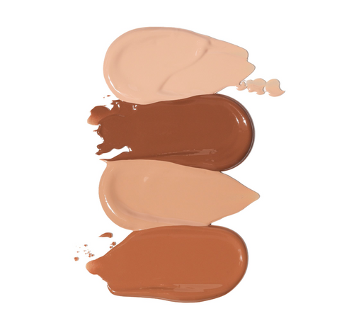 nude illusion liquid foundation swatches on white