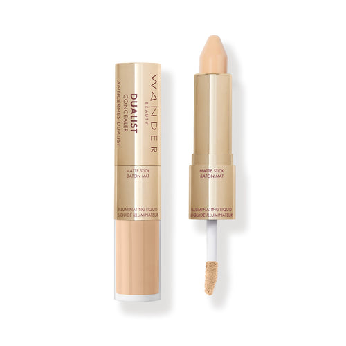 dualist matte and illuminating concealer shade fair light on white