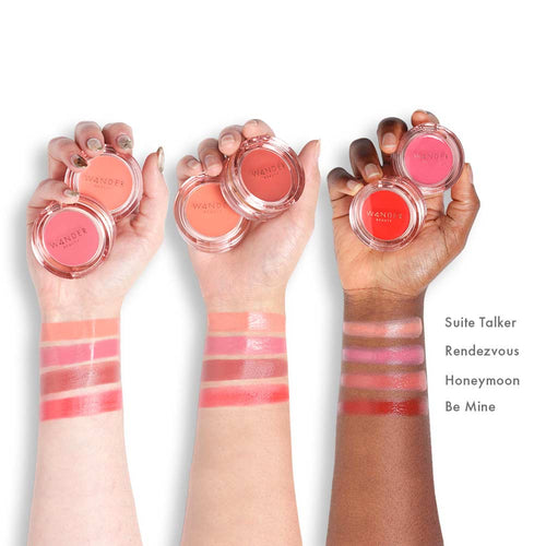 All four shades of Wander Beauty Double Date Lip and Cheek