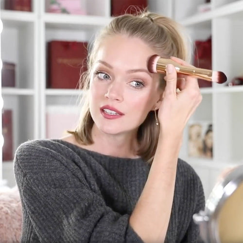 model using the nude illusion dual foundation brush